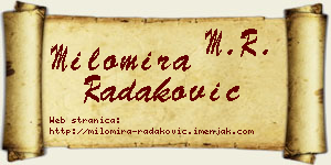 Milomira Radaković vizit kartica